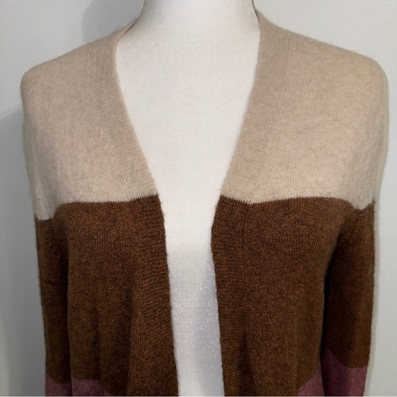 Madewell Ryder Stripe Cardigan Cream Pink color Block Color Stripped Sweater XXS - Picture 7 of 15